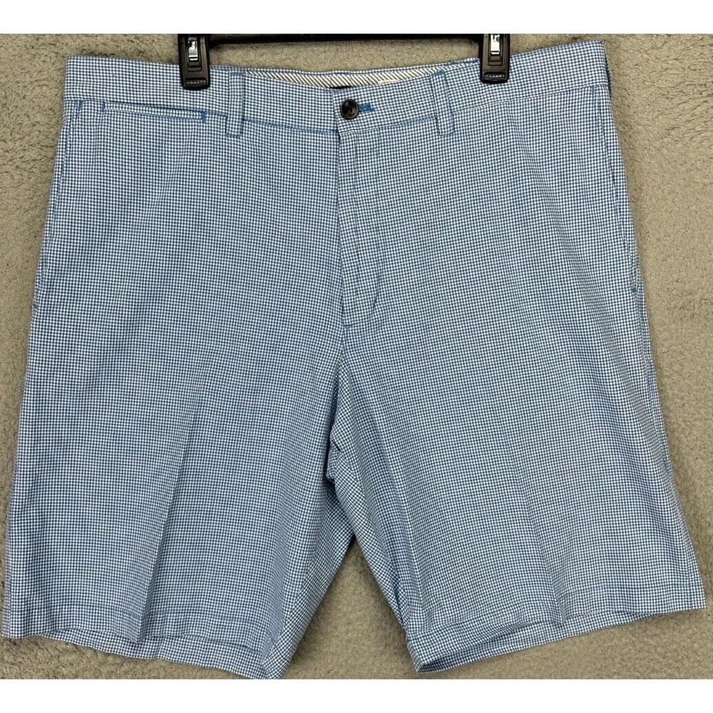 Banana Republic Shorts Mens 38 Gingham Blue White Cotton EUC